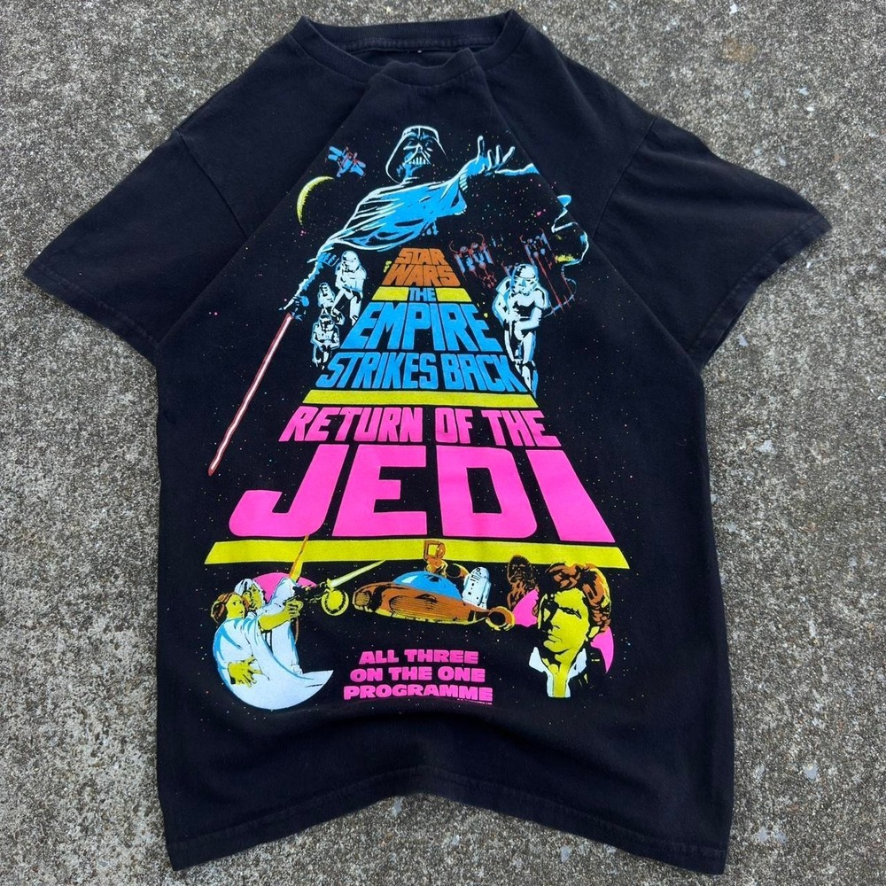 Vintage Y2K Star Wars Return Of The Jedi Movie Promo Tee Black Small (d7)